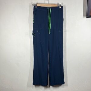 Carhartt Men's Navy Blue Scrub Cargo Pants with Green Accents size xs